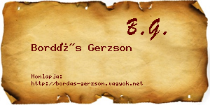 Bordás Gerzson névjegykártya